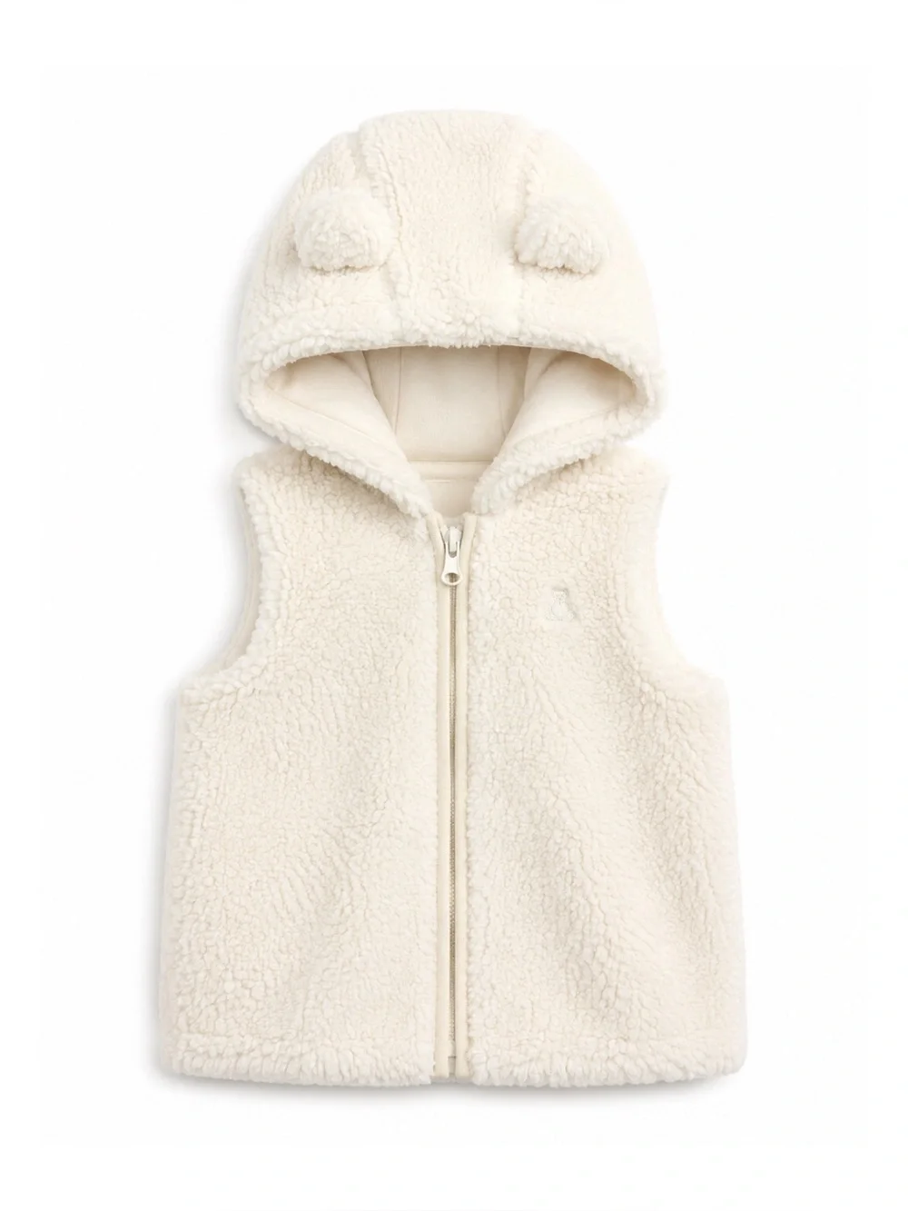 Baby Gap Baby Girl White Sherpa Bear Vest Size 6-12M